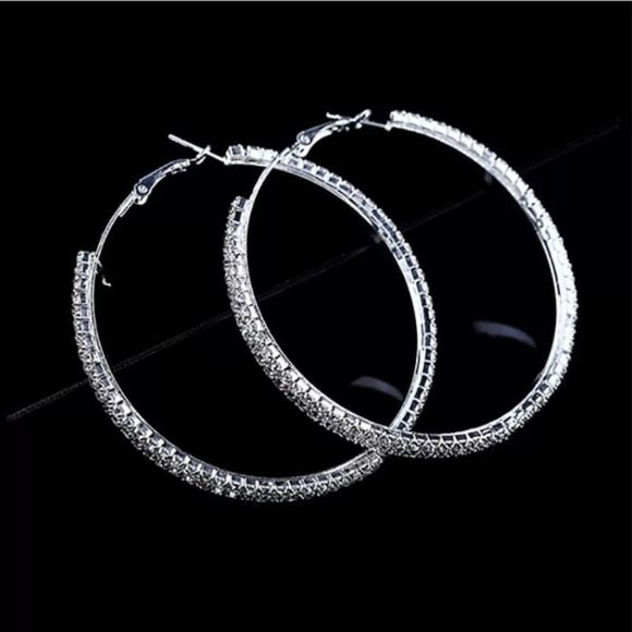 Full Crystal Hoop Earrings for Women 2021 Fashion - Picture 1 of 1